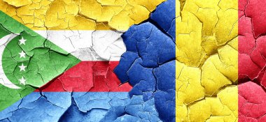 Komor bayrağı bir grunge Romanya bayrağı ile duvar kırık