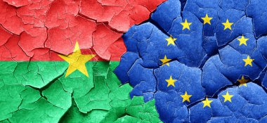 Burkina Faso bayrak bir grunge Avrupa Birliği bayrağı ile w kırık