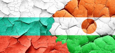 Bulgaristan bayrağı bir grunge Nijer bayrağı ile duvar kırık
