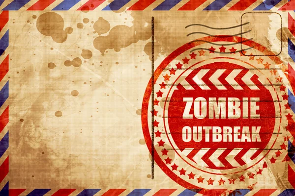 Zombie virus concept achtergrond, rode grunge stempel op een luchtpost — Stockfoto