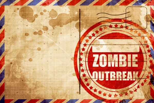 Zombie virus concepto de fondo, sello grunge rojo en un correo aéreo — Foto de Stock