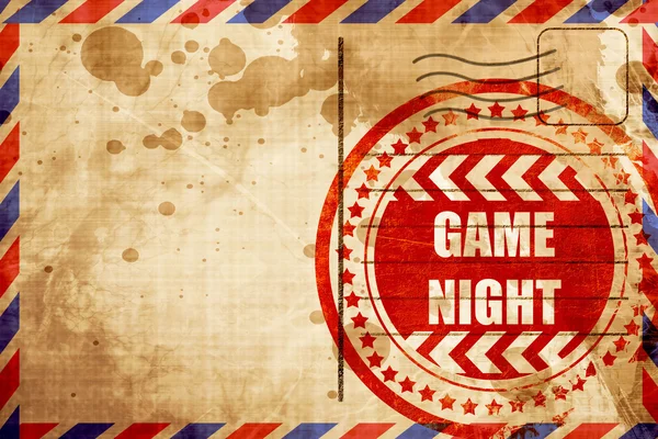 Знак "Ночь игр", красная марка гранжа на фоне авиапочты — стоковое фото