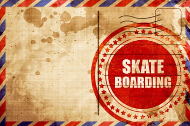 Skate boarding işareti arka plan, kırmızı grunge damga bir havayolu b