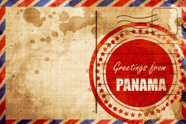 Panama, kırmızı grunge damga bir havayolu arka plan üzerinde selamlar
