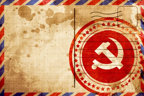 Kommunistisches Schild mit roter und gelber Farbe, roter Grunge-Stempel auf einem — Stockfoto