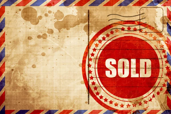 Sold sign background, red grunge stamp on an airmail background — Stock Photo, Image