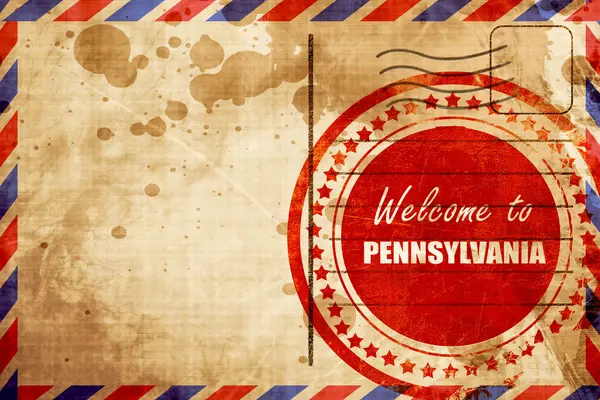 欢迎来到宾夕法尼亚，红色摇滚踩空邮酒泉 — 图库照片