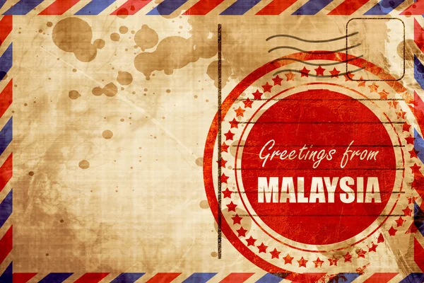 Pozdrowienia z Malezji, czerwone grunge pieczęć na rynek Airmail — Zdjęcie stockowe