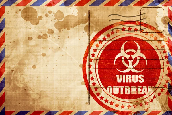 Virus koncept pozadí, červené grunge razítko na Letecká pošta backgro — Stock fotografie