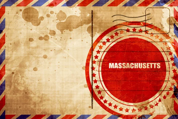 Massachusetts, rode grunge stempel op een luchtpost achtergrond — Stockfoto