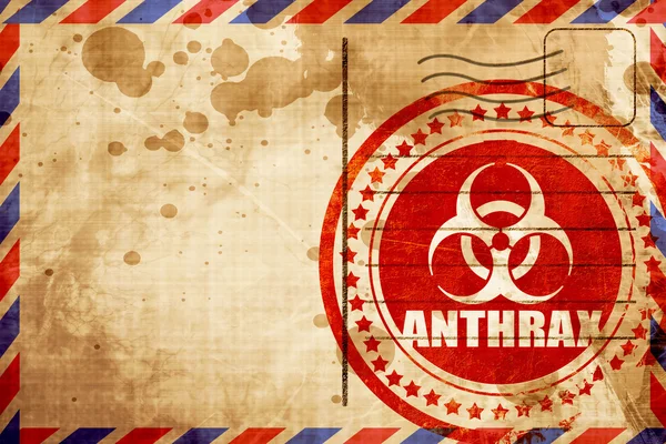 Fond du concept de virus de l'anthrax, timbre grunge rouge sur une poste aérienne — Photo