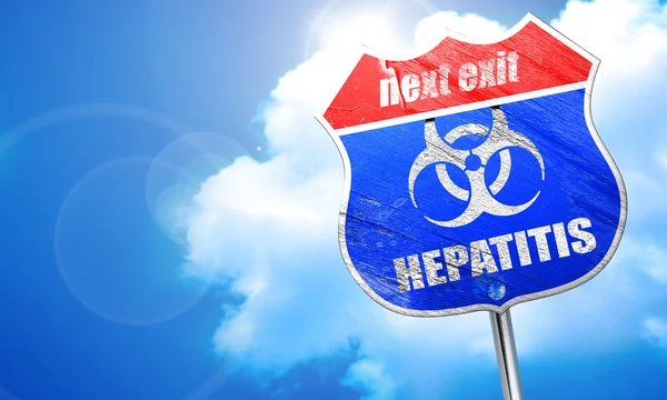 Hepatite vírus conceito fundo, renderização 3D, rua azul si — Fotografia de Stock