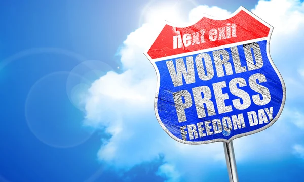 world press freedom day, 3D rendering, blue street sign