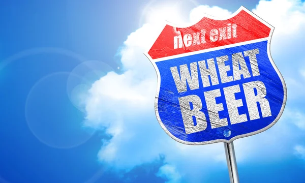 Wheat beer, 3D rendering, blue street sign — Stock Photo, Image