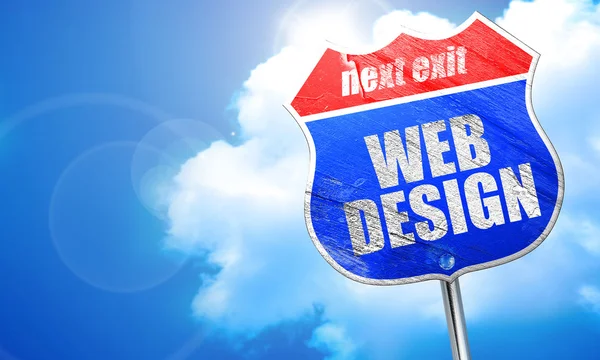 Web デザイン、3 d レンダリング、青い道路標識 — ストック写真