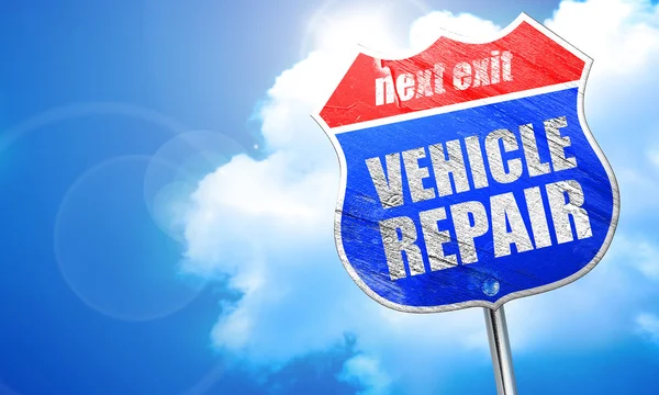Reparation av fordon, 3d-rendering, blå vägskylt — Stockfoto