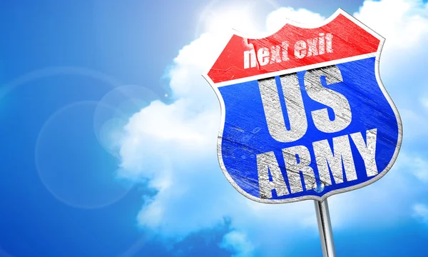 Ejército de nosotros, representación 3D, signo de calle azul — Foto de Stock