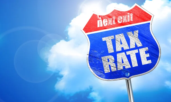 Steuersatz, 3D-Rendering, blaues Straßenschild — Stockfoto