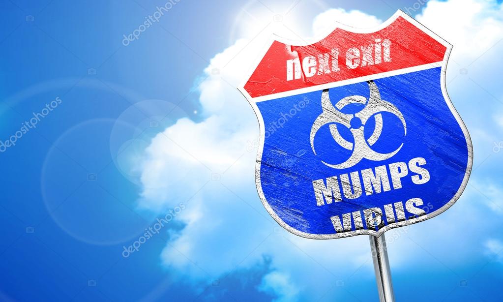 流行性腮腺炎病毒概念的背景下 3d 渲染 街头的蓝色标志 图库照片 C Ellandar