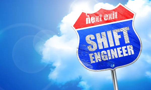 Shift engineer, 3D rendering, blue street sign — Stock Photo, Image