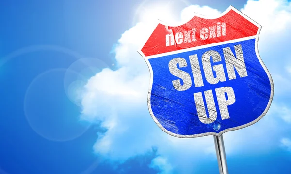 Sign up, 3D rendering, blue street sign — Stock Photo, Image