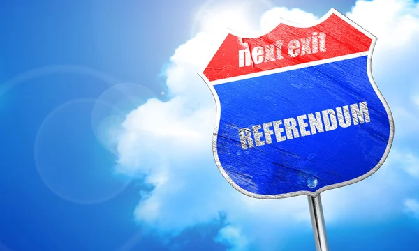Referendum, rendering 3D, cartello stradale blu — Foto Stock