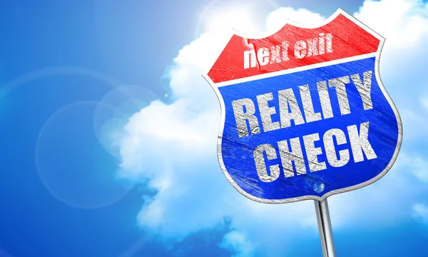 Reality check, 3D rendering, blue street sign — Stock Photo, Image