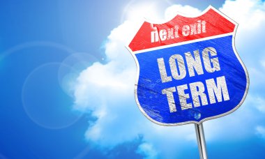 uzun vadede, 3d render, mavi sokak tabelası