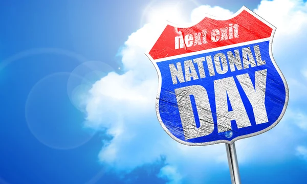 Εθνική ημέρα, 3d rendering, μπλε σημάδι δρόμο — Φωτογραφία Αρχείου
