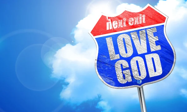 Amor dios, representación 3D, signo de calle azul —  Fotos de Stock
