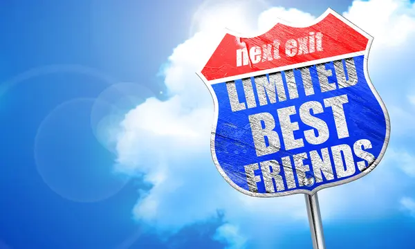 Begrenzte beste Freunde, 3D-Rendering, blaues Straßenschild — Stockfoto