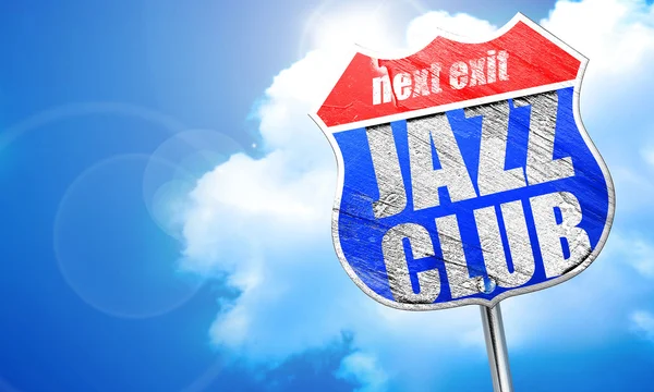 ジャズ ・ クラブ、3 d レンダリング、青い道路標識 — ストック写真
