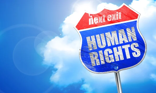 Derechos humanos, representación 3D, letrero de calle azul — Foto de Stock