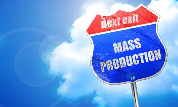 Massproduktion, 3d-rendering, blå vägskylt — Stockfoto