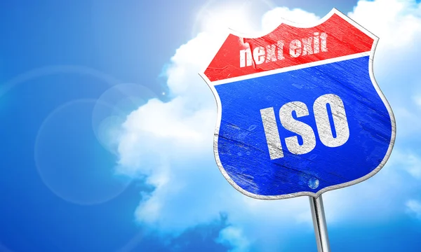 ISO, 3d render, mavi sokak tabelası — Stok fotoğraf