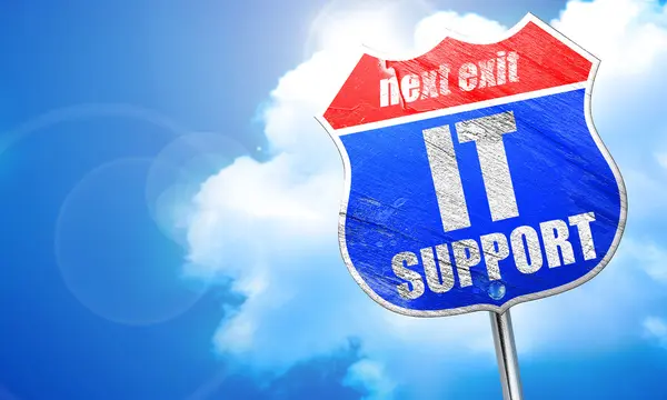 It support, 3D rendering, blue street sign — Stock Photo, Image