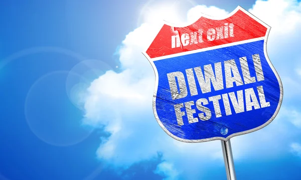 Diwali Fesztivál, 3d-leképezést, kék utcatábla — Stock Fotó