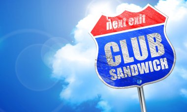 Club sandviç, 3d render, mavi sokak tabelası