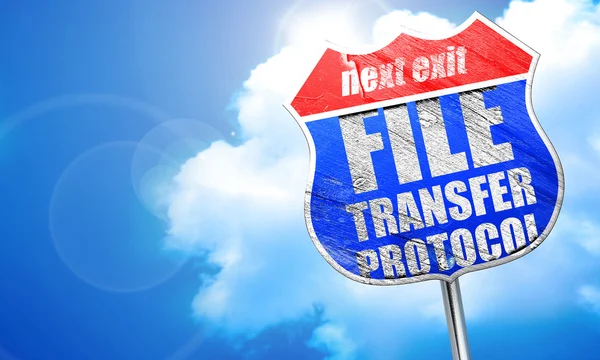 Protocole de transfert de fichiers, rendu 3D, panneau bleu — Photo