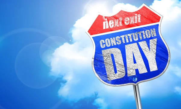 Konstitutionen dag, 3d-rendering, blå vägskylt — Stockfoto