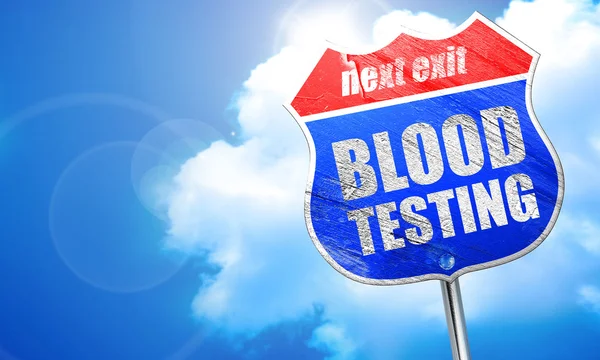Blood testning, 3d rendering, blå vägskylt — Stockfoto