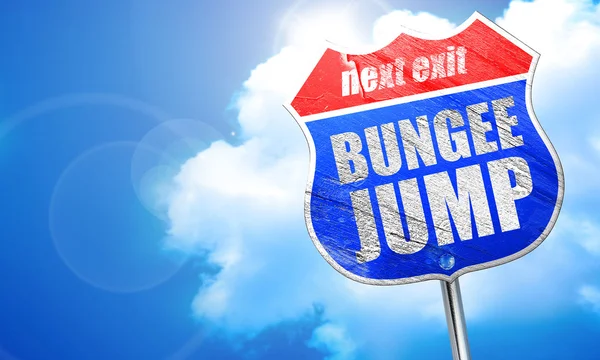 Salto bungee, representación 3D, señal de calle azul — Foto de Stock
