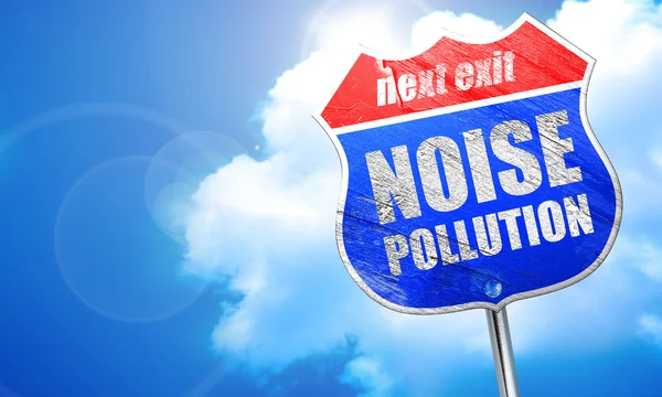 噪声污染，3d 渲染，街头的蓝色标志 — 图库照片
