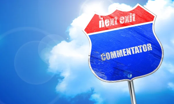 Kommentator, 3D-Rendering, blaues Straßenschild — Stockfoto