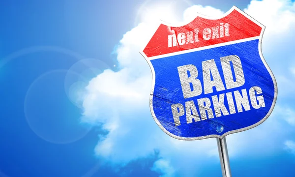 悪い駐車場、3 d レンダリング、青い道路標識 — ストック写真