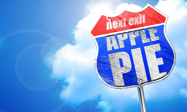 Apple pie, 3d vykreslování, modré značení — Stock fotografie
