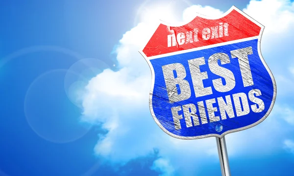 Beste Freunde, 3D-Rendering, blaues Straßenschild — Stockfoto