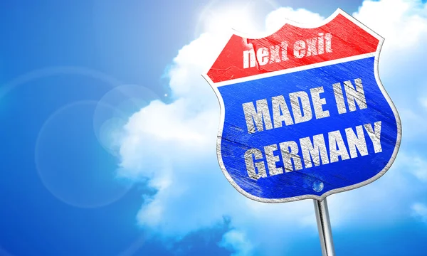 Hecho en Alemania, renderizado 3D, letrero de calle azul —  Fotos de Stock
