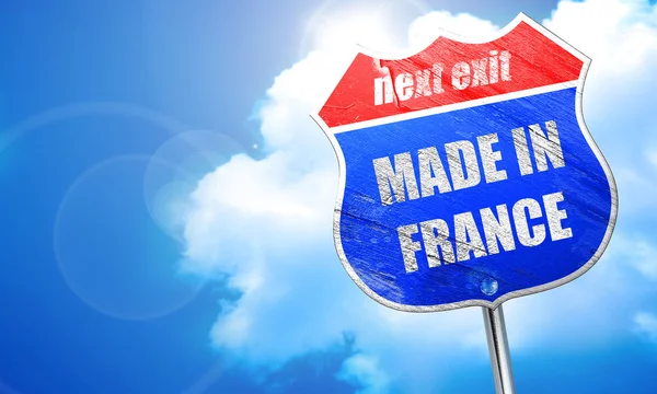 Κατασκευασμένο στη Γαλλία, 3d rendering, μπλε σημάδι δρόμο — Φωτογραφία Αρχείου