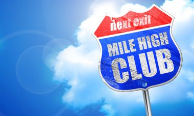 Mile high Club'a, 3d render, mavi sokak tabelası